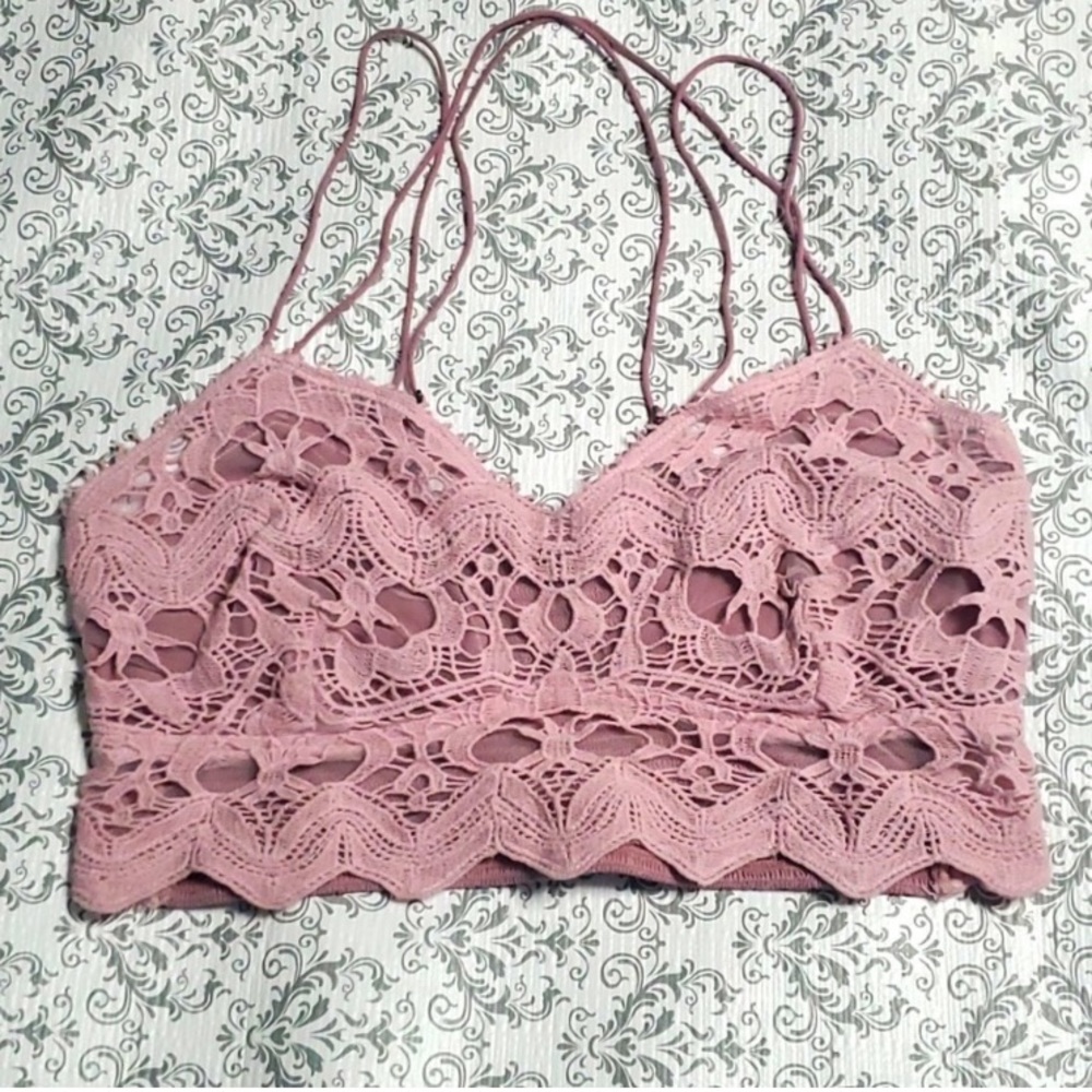 Free People Pink Adelle Lace Bralette Size Medium